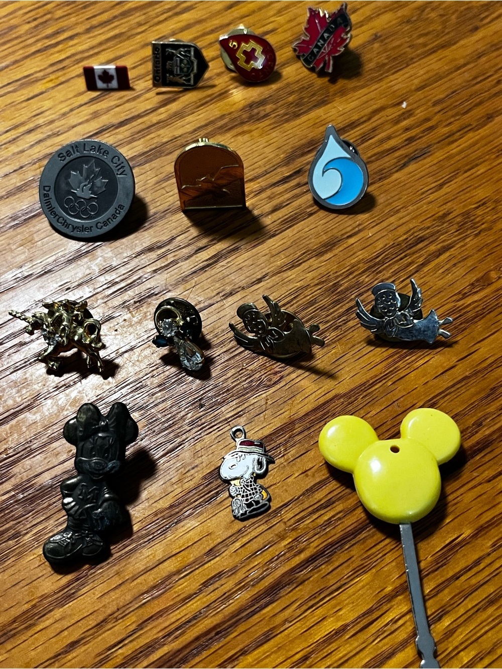 Vintage Pin Lot 14pc Disney Minnie Mickey Snoopy Olympic Angel Fantasy water